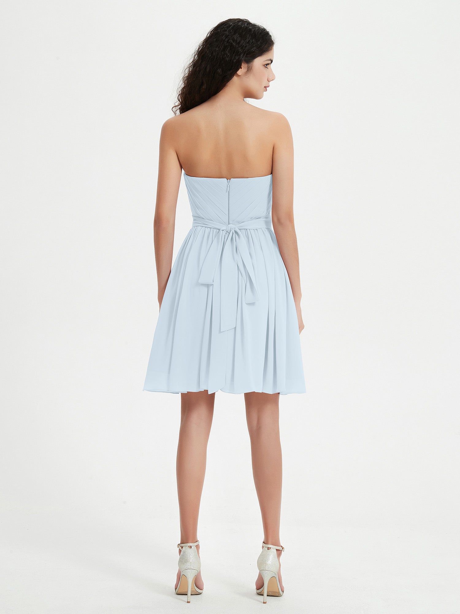 Strapless Sweetheart Neck Mini Dresses-Mist